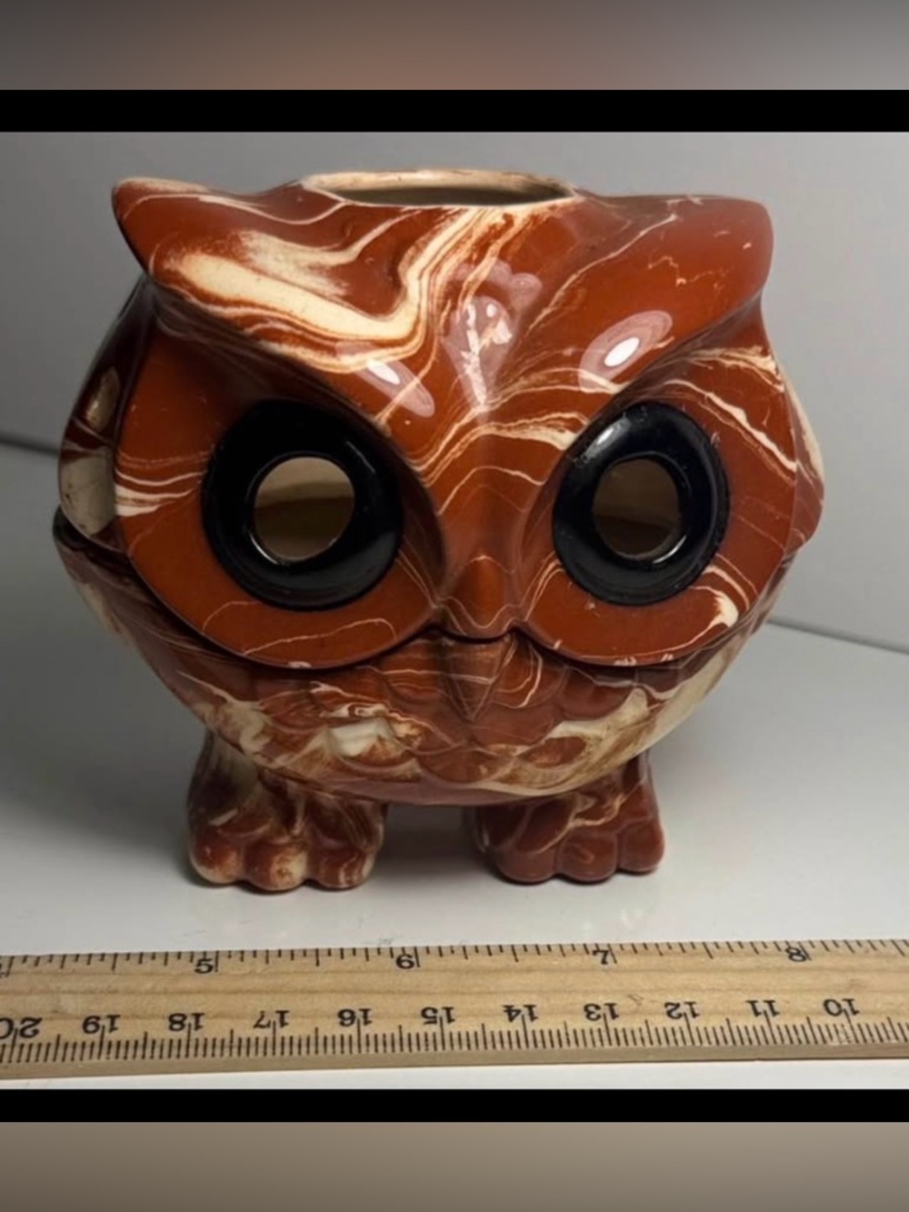 Vintage Alaska Clay OWL tea light candle holder two piece fabulous!